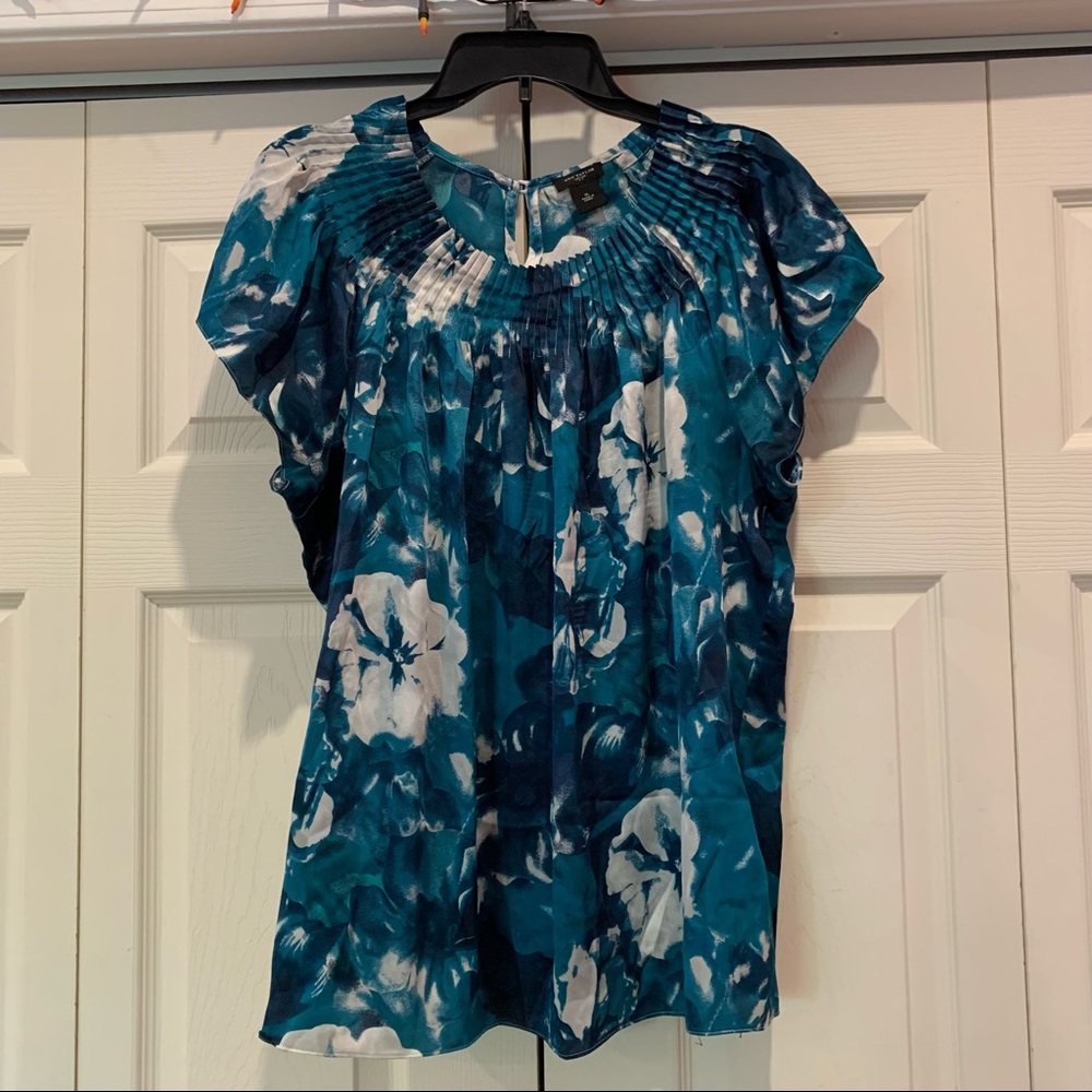Ann Taylor Blue Floral Blouse